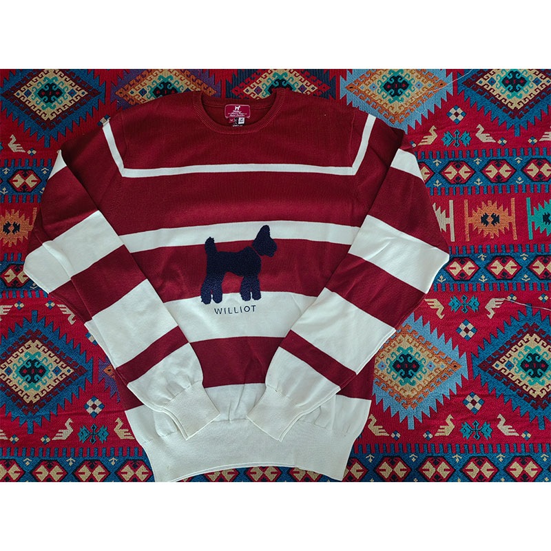 spring round neck cotton stripe pullover knit long sleeve tops