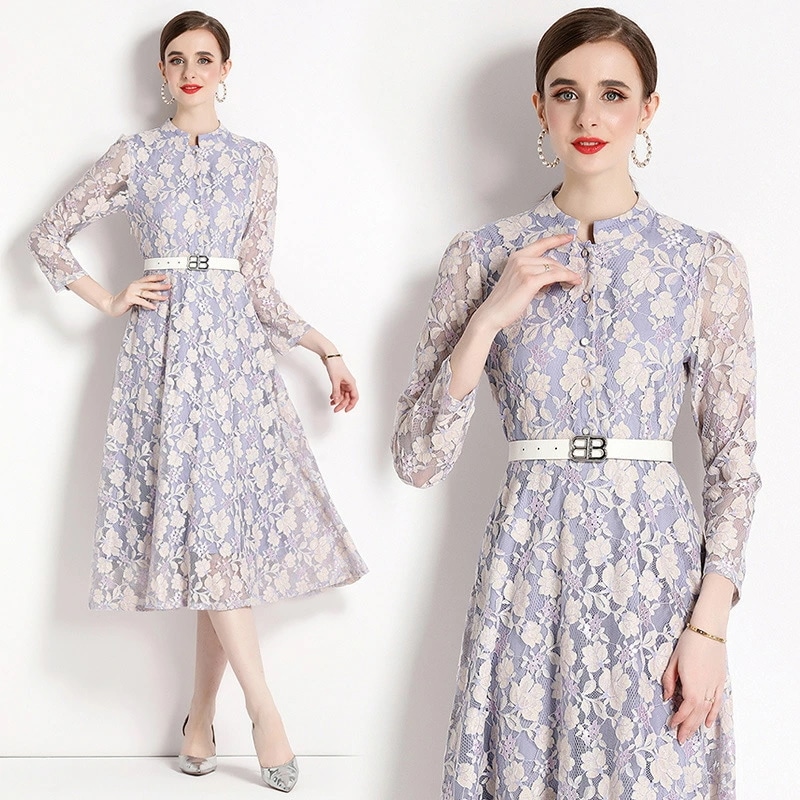 S～3Lパーティー ドレス ロングドレス ワンピース ワンピ パーティードレス パーティーワンピ 結婚式 二次会 大きいサイズクラシカル系！大人優雅 レトロ感 オシャレ着 ベルト付き 花柄刺繍レ