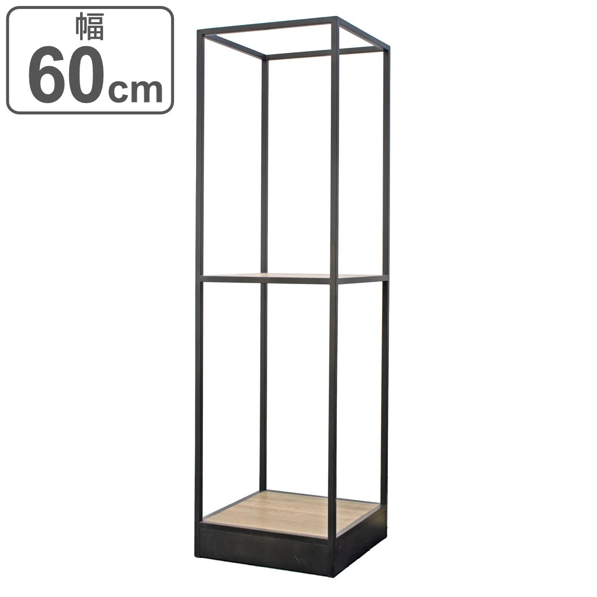 ディスプレイシェルフ 2段 オープンタイプ オーク古材風 幅60cm ディスプレイ シェルフ 棚 ラック 飾り棚 二段 古材風 収納 家具 什器 ショップ 異素材 開梱設置