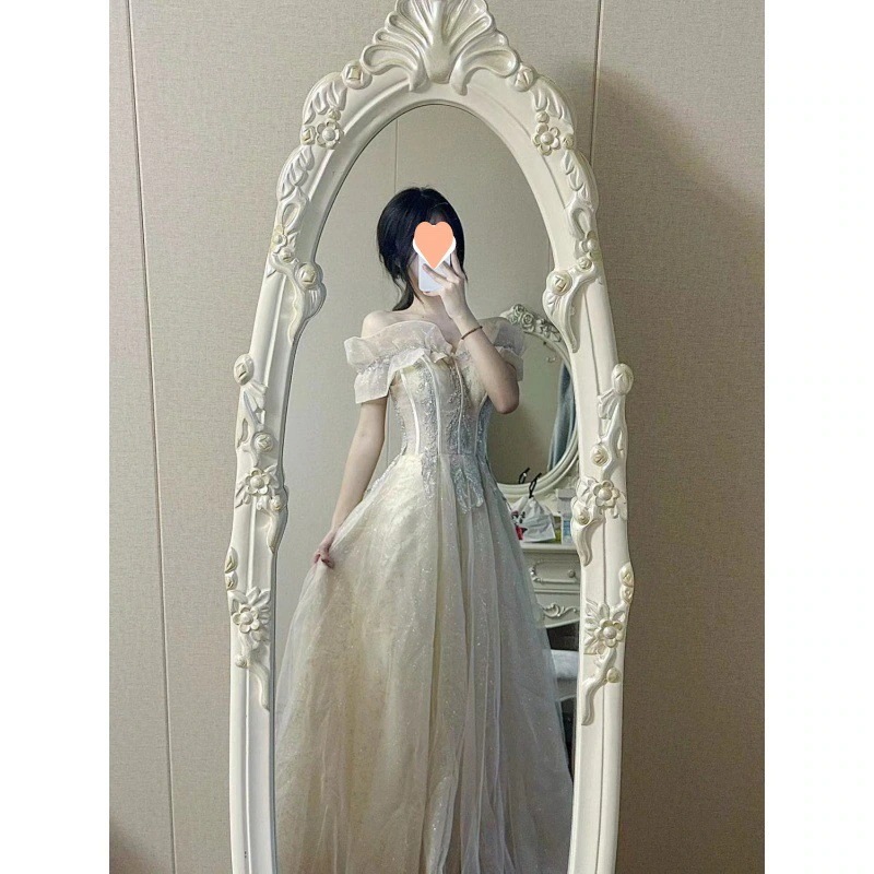 女性ためイブニングドレス2025エレガントな気質宴会成人式ホスト学生美術試験は日常生活で着用可能ワンピースドレスその他 ワンピースドレス