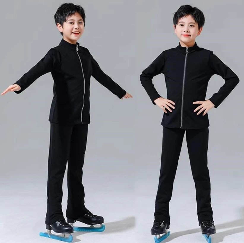 2025フィギュアスケート衣装 ステージ スケートウエア アイスフィギュアスケート 男の子 練習着 キッズ 競技 アイススケート 上着 ズボン 2点セット アイスダンス スケート トレーニング スポー