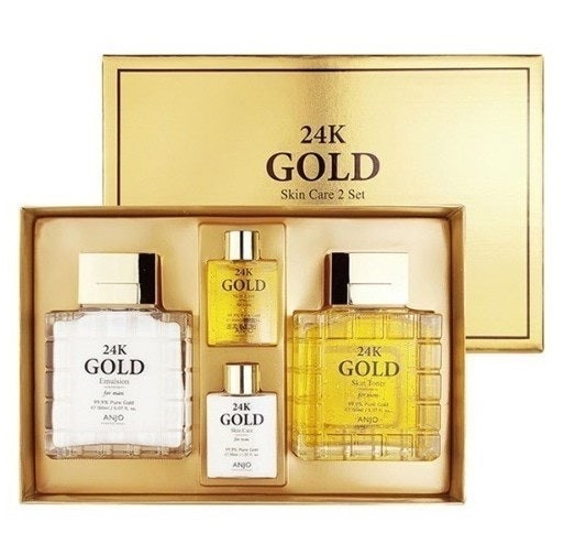 [韓国コスメ] 男性用プロフェッショナル 24kゴールド スキンケア 2種セット化粧水150ml＋乳液150ml ＋ トラベルサイズ（30ml×2） 韓国男性 メンズ ギフトセットメンズ化粧品
