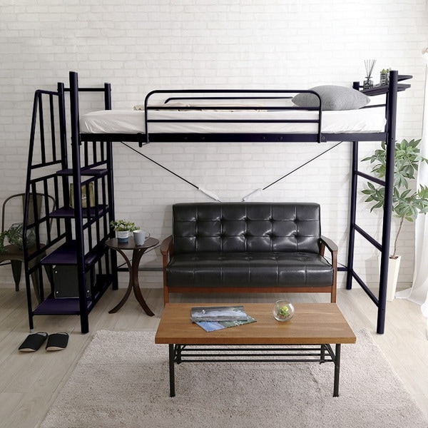 ホームテイスト HT70-95R 階段付き ロフトベット 【KRATON-クラートン-】 ブラック メーカー直送