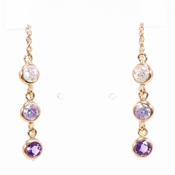 K10 10金 PG ピアス 天然石 ジルコニア 中古