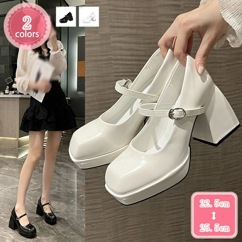 500円OFFクーポン パンプス 痛くない 脱げない 歩きやすい ヒール8cm 黒 美脚 レディース 疲れにくい ラウンドトゥ ハイヒール 太めヒール ストラップ 厚底 ストーム キャバ ドレス パー