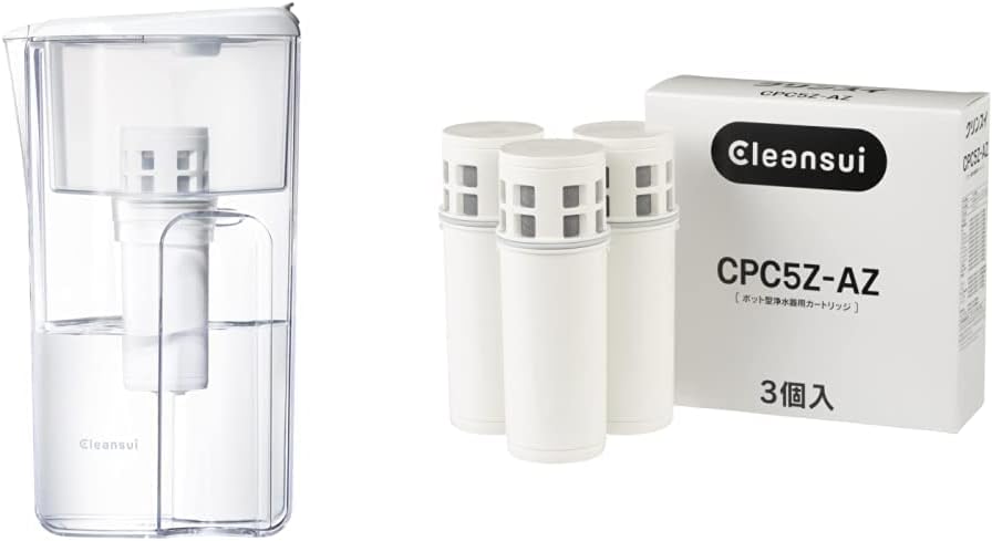 【セット買い】クリンスイ 浄水器 ポット型 中容量モデル カートリッジ計4個入り [本体CP405-WT & 交換用カートリッジCPC5Z-AZ]