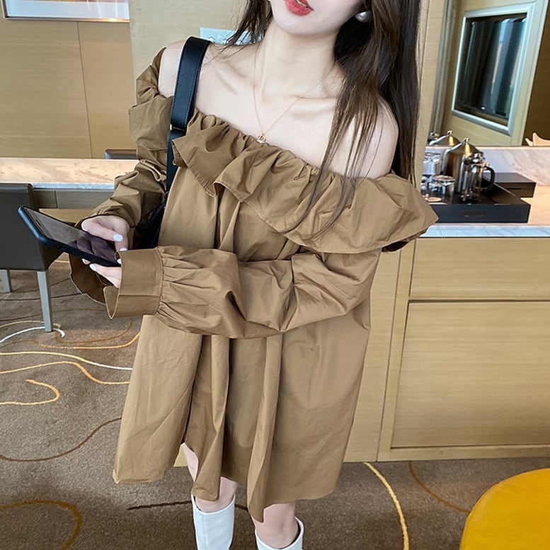 3color レディース チュニック オフショルダーブラウス トップス オフショルダー ブラウス