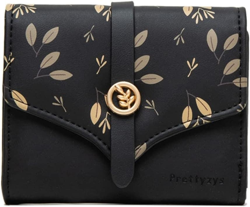 【20%OFFクーポン】ウォレット レディース 財布 小さめ 三つ折り 英字柄 葉 ファスナー ボタン 大容量 カード入れ 小銭入れ 多機能 使いやすい 軽量 コンパクト コインケース ファッション