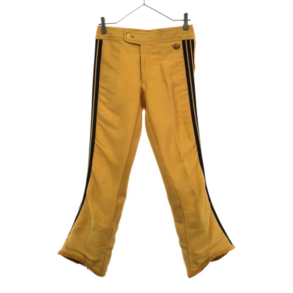 70s ウールブレンド デサント製 トレフォイルロゴ 3ライン スキー 中綿ロングパンツ ウエスト70 イエロー スノーボード オールド ヴィンテージ メンズ