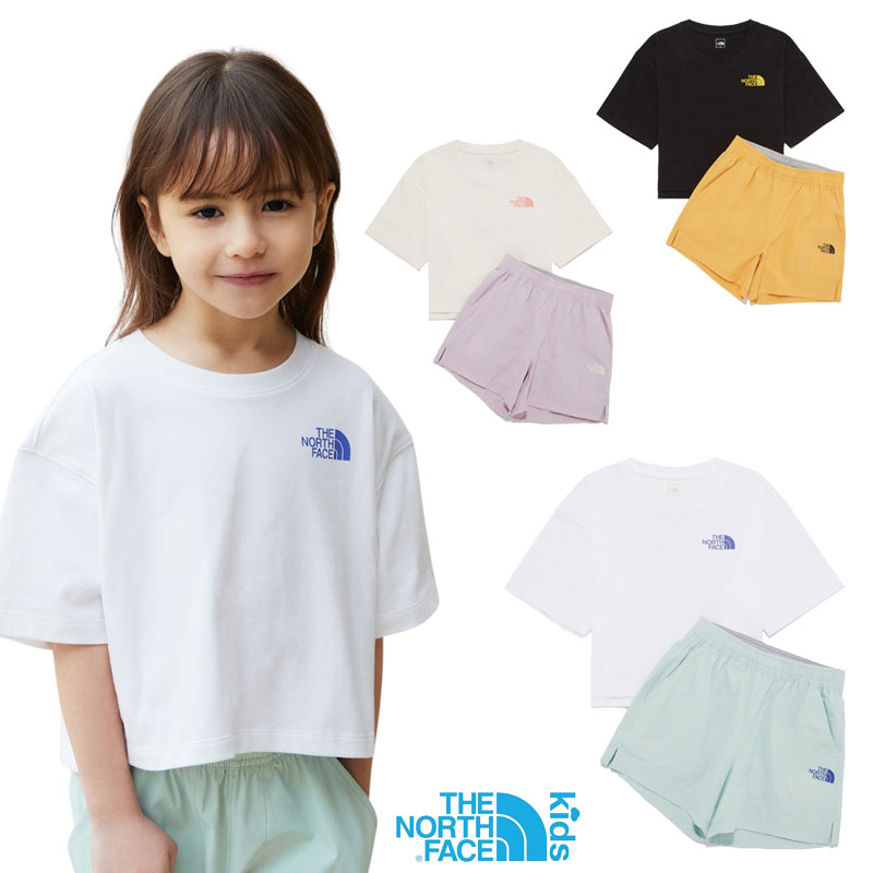 韓国正規品 キッズ 上下セット [3カラー] 女の子 クルーネック 半袖 Tシャツ ひざ上 ショートパンツ NT7UR22 韓国ファッション
