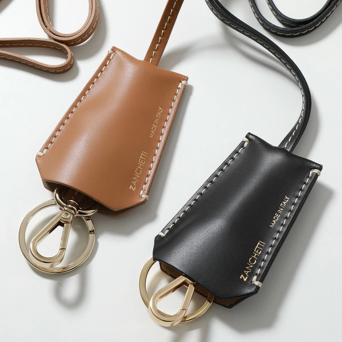 ZANCHETTI ザンケッティ キーリング KEY RING KRI 720 レディース ネックストラップ レザー ロゴ カラー2色