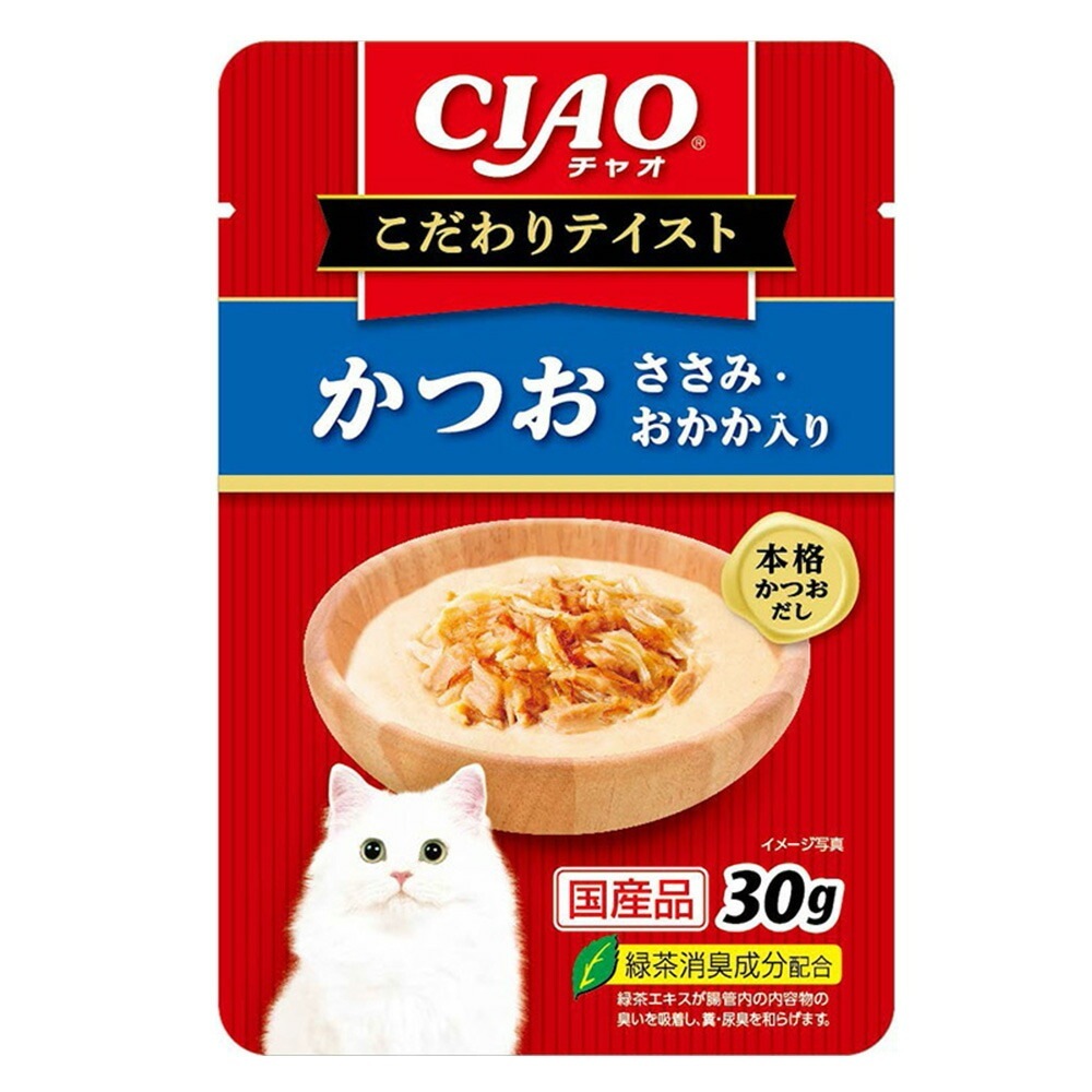 （まとめ買い）いなばペットフードCIAOこだわりテイストかつおささみ/おかか入り30g猫用フード[x48]