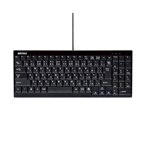 （まとめ）バッファロー USB接続有線スリムキーボード ブラック BSKBU14BK 1台 [x5]