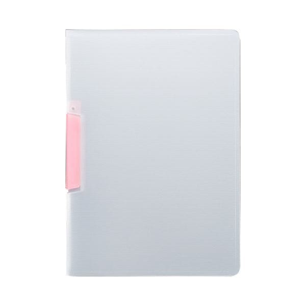 （まとめ） TANOSEE スライドクリップファイルA4タテ クリアピンク 1冊 [x100セット]