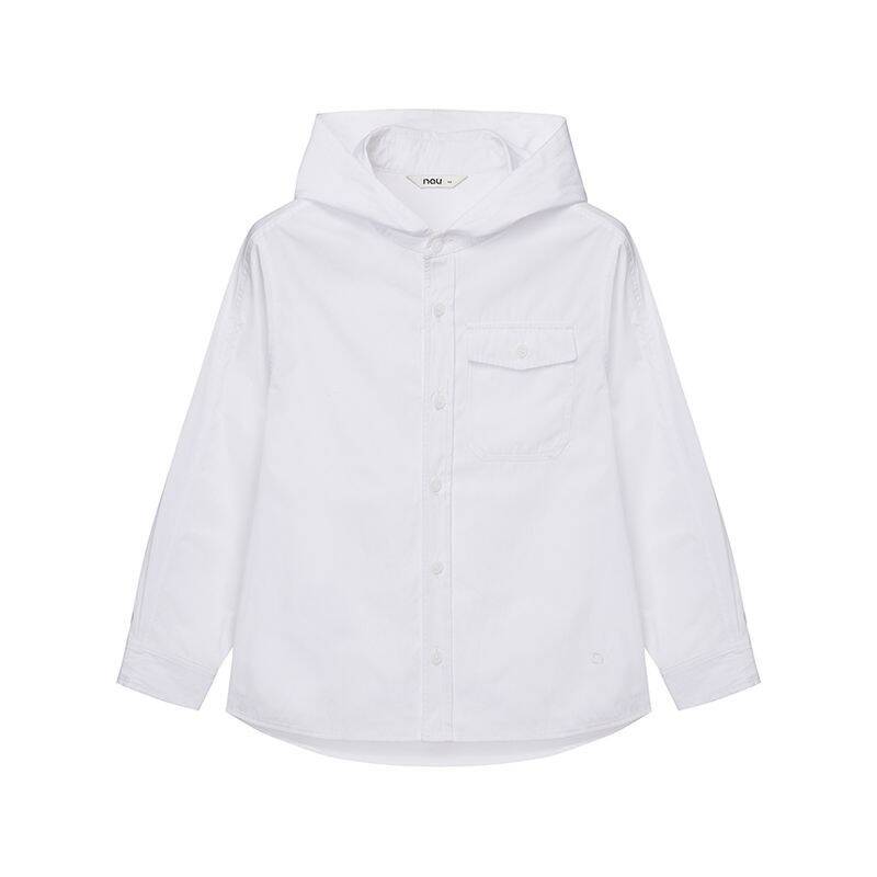 Nau キッズ コットン混紡 フード付きシャツ ホワイト 496363