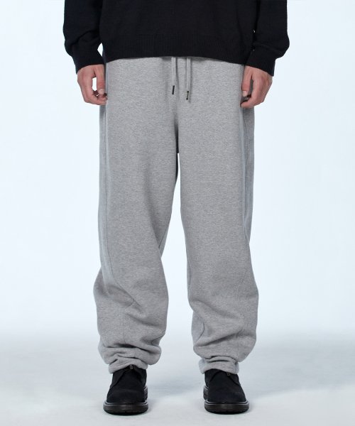 (起毛) Signature string balloon pants - MELANGE GREY