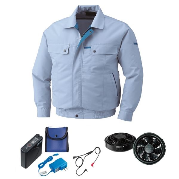 KU90450 空調服 綿/ポリ混紡 脇下マチ付 FAN2300B/LISUPER1 サックス M