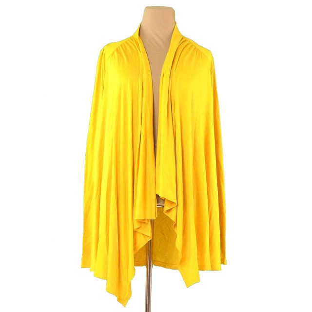 カーディガン トッパーカーディガン 前開き Lサイズ フラッグマーク イエロー 中古