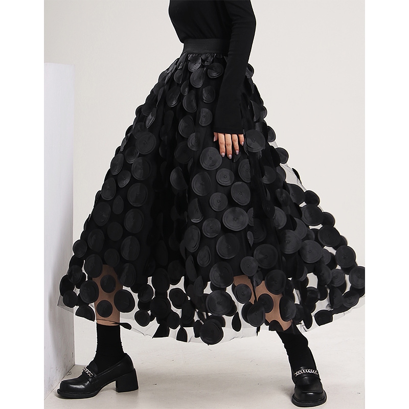 マルチドット フレア Aライン ロング チュールスカート OHCA0036