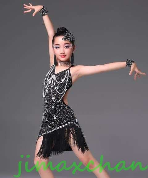 サマー　2色　ラテン　ワンピース　女の子 レオタード ラテン 演出 体操 発表会 ダンス衣装 キッズ　ジュニア ダンスウェア レッセン着 ダンスウェア 児童　120-170cm