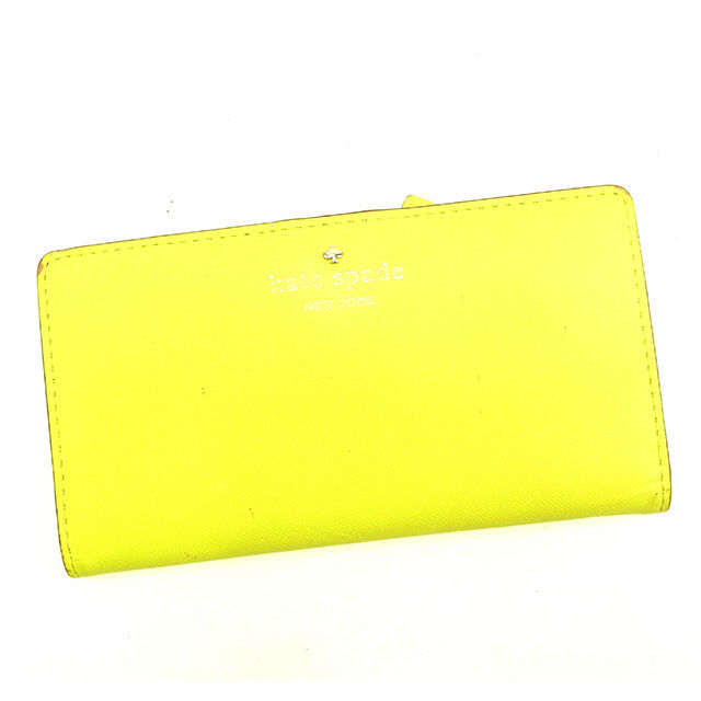 長財布 ファスナー付き長財布 スペードマーク イエロー ゴールド系 中古