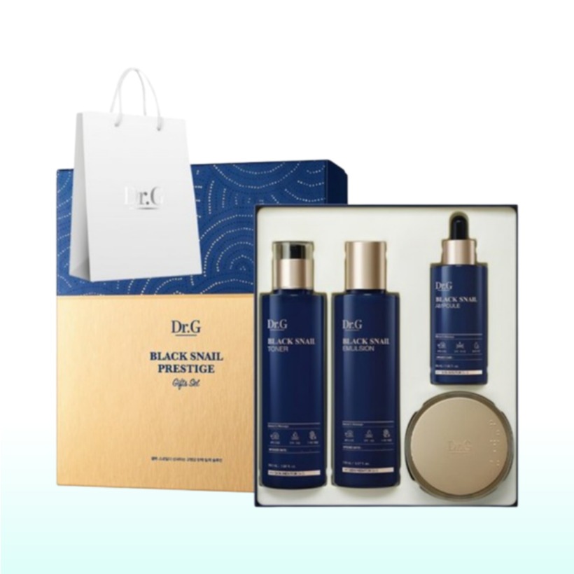 [4点セット韓国人気コスメ ギフトセット] ブラック スネイル プレステージ トナー + エマルジョン + アンプル + クリーム 50ml+ギフトバッグ/カタツムリクリーム ブラックスネイルクリーム
