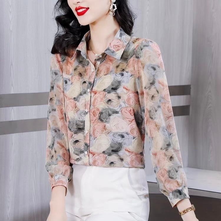 レディース トップス シャツ ブラウス 前開き 長袖 フェミニン ボタン かわいい 大人可愛い きれいめ 上品 おしゃれ レトロ アジアン こなれ感 ガーリー エレガント モダン 主役級 存在感