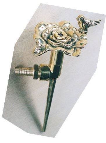 ジャービス商事　アンティーク調　フラワー散水栓　バラ/スズメ　真鍮色　30026