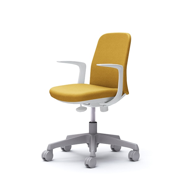 【納期約45日】オカムラ CD23BW FXW7 イエロー Lives Entry Chair [オフィスチェア デザインアーム 5本脚(コンパクトタイプ) ホワイトボディ]