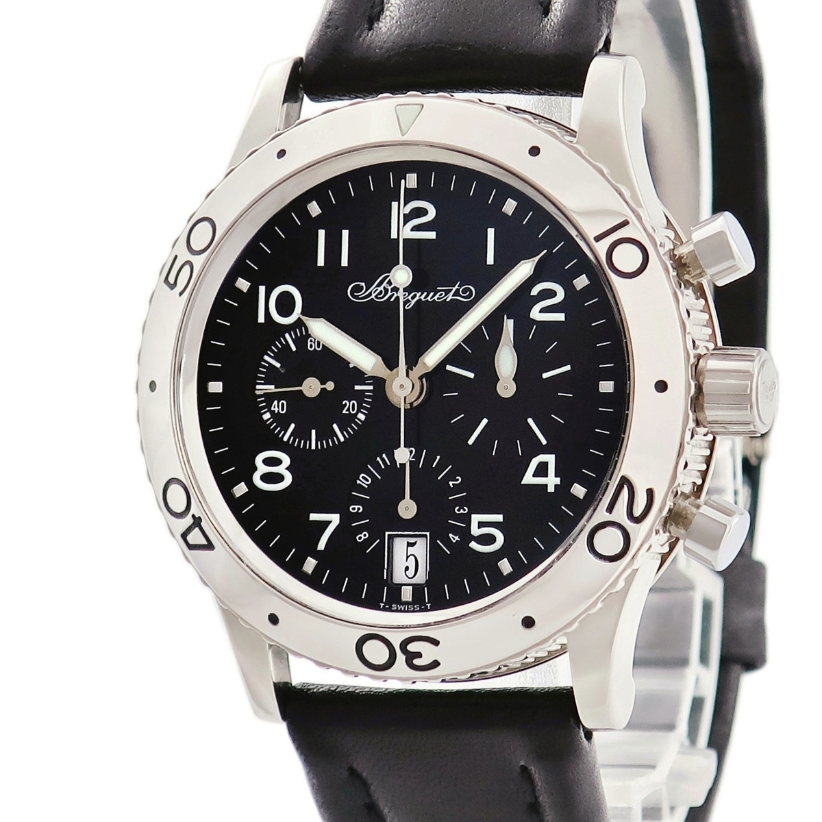 タイプXX トランスアトランティック クロノグラフ 3820BB 自動巻き メンズ OH済 K18WG無垢 ブラック 3年保証