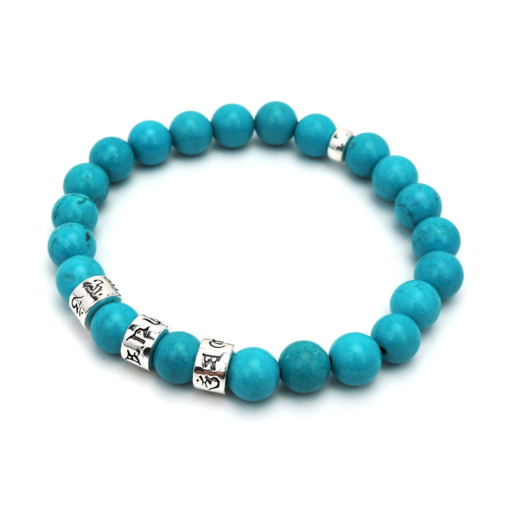925 ターコイズブレスレット 六字真言 [bs072]