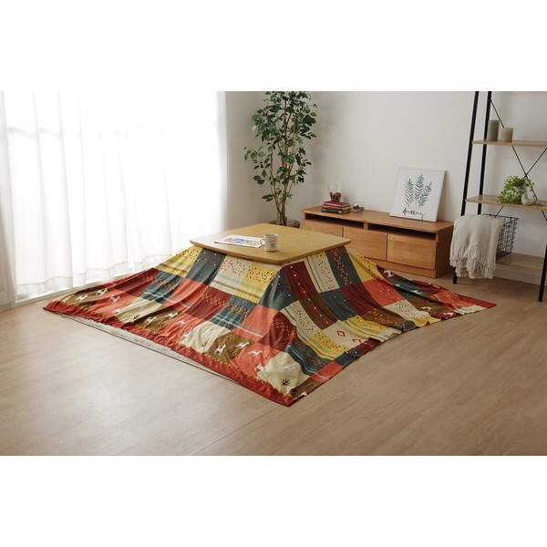 1151790242105 こたつカバー 長方形 上掛けタイプ ギャッベ柄 ノルディック レッド 約210×250cm メーカー直送