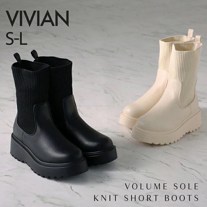 24年秋冬新作【即お届け】VIVIAN ヴィヴィアン ブーツ レディース ニットブーツ ショートブーツ ソックスブーツ 厚底 スニーカーブーツ 厚底ブーツ 痛くない 歩きやすい