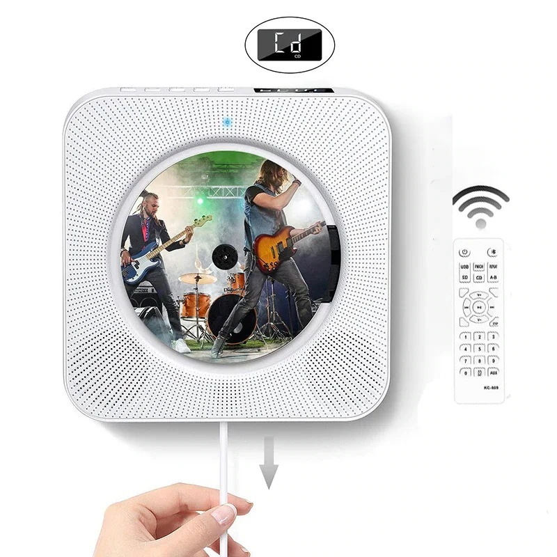 CDプレーヤー 壁掛け式 置き掛け兼用 Bluetooth/FM/USB/SDモード対応 多機能 /