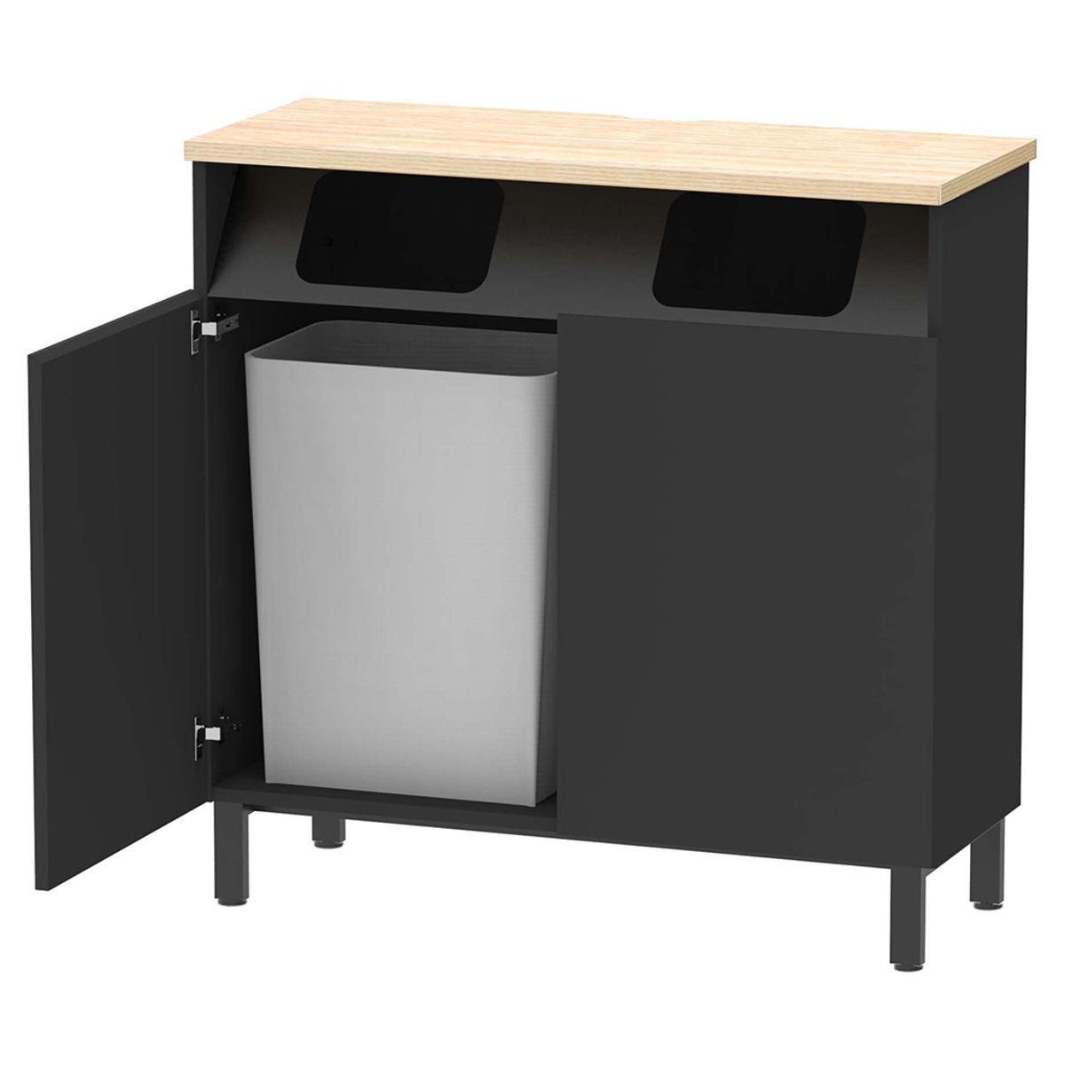 カウンター 木製 ダストボックス収納タイプ オフィス家具 幅100cm 収納 棚 本棚 ダストボックス ごみ箱収納 オフィス ラック 分別 ゴミ箱 おしゃれ 法人限定