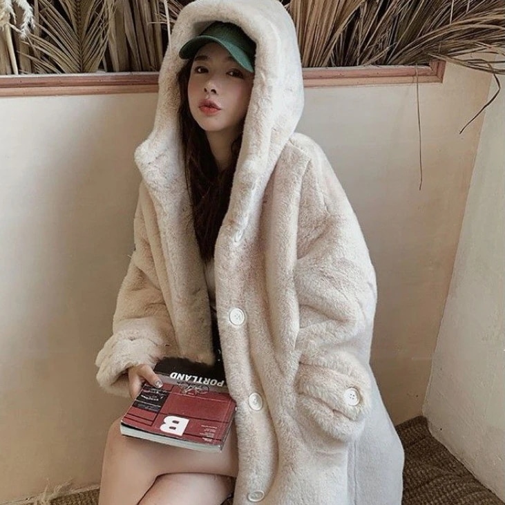 人気沸騰新柄追加 ファーコート レディース 毛皮コート ミンク風 ミディアム丈 フード付き 大きい アウター 暖かい ふわふわ 防寒 お洒落 秋冬