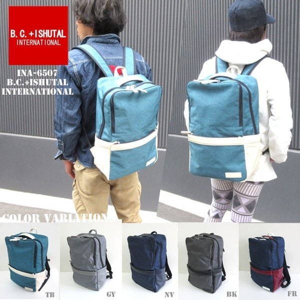 リュック 黒 スクエア リュック　大きめ 男女兼用 おしゃれ 通勤 B4 かわいい B.C.+ISH