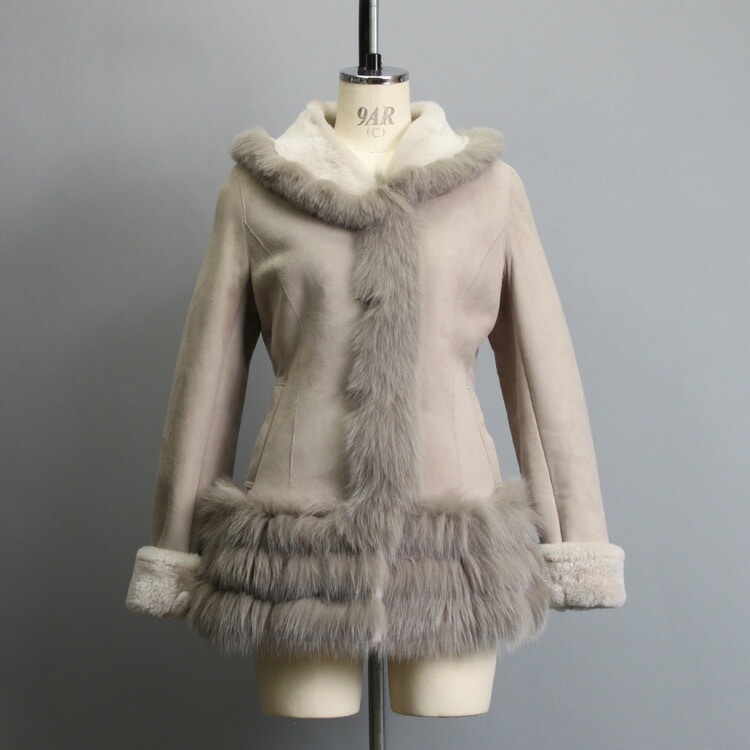 訳あり フォックストリミング ラム ファー ジャケット Wフェイス ベージュ 送料無料 レディース ギフト プレゼント