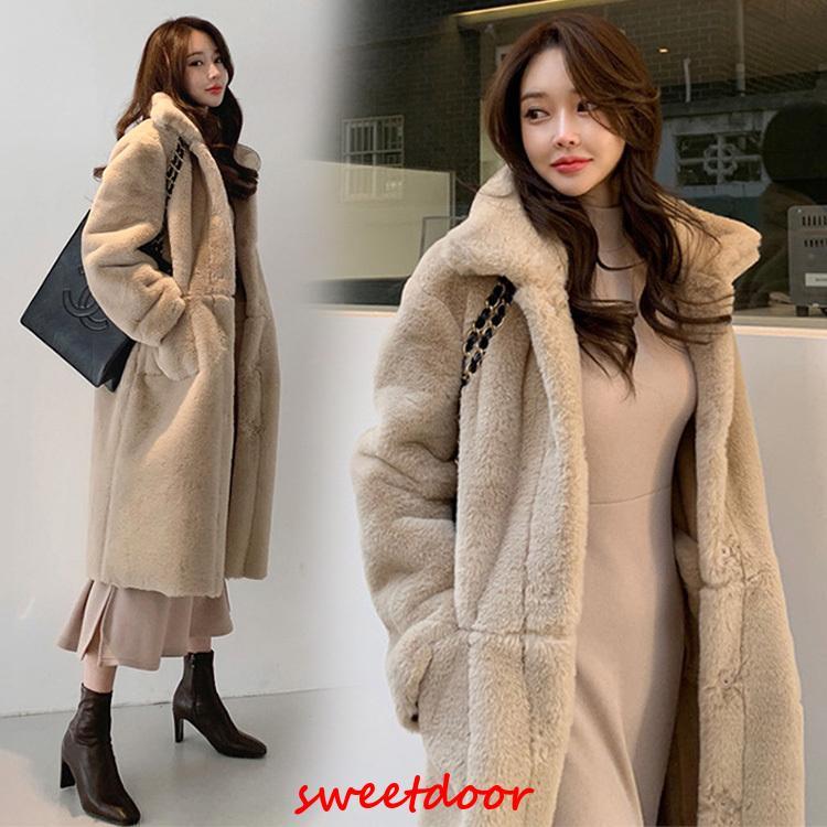 ファーコート レディース 冬 40代 新品 リバーシブル　エコアンゴラ毛コート 無地 毛皮コート　厚手 モコモコオーバー 暖かいアウター 大人