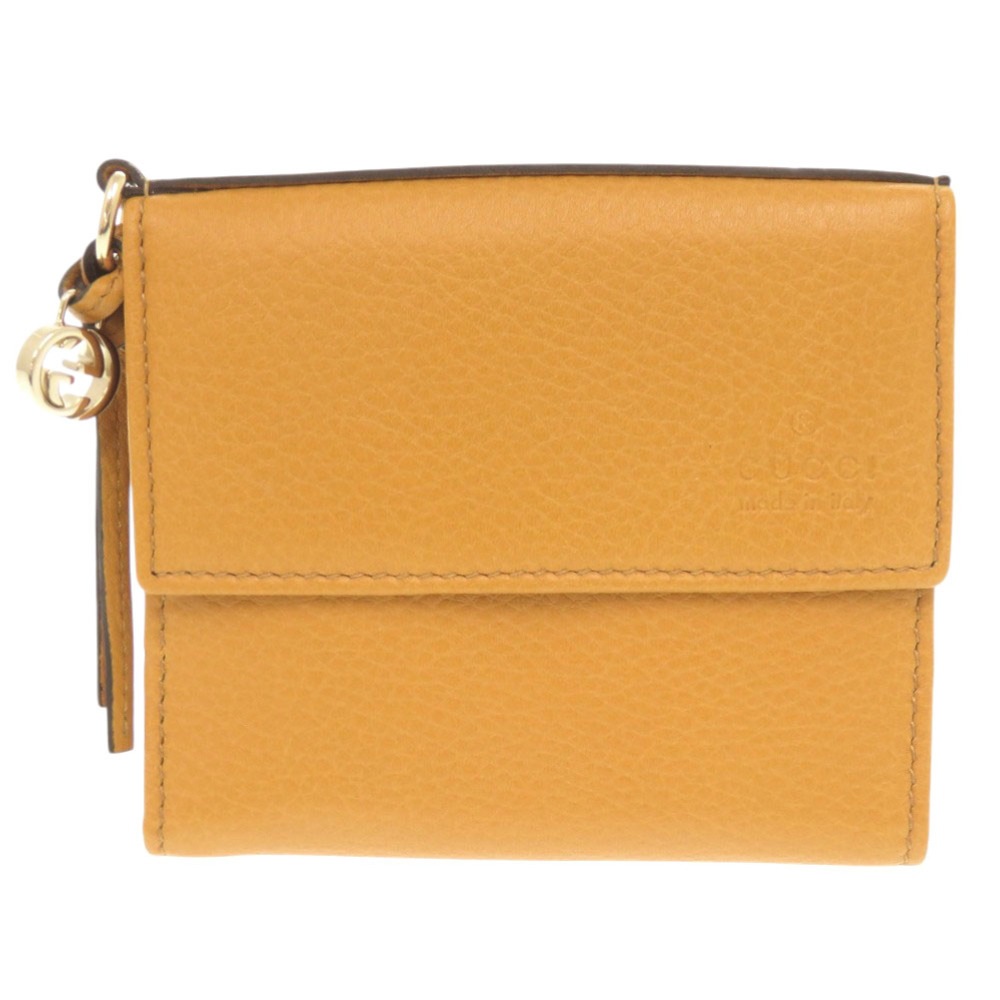 新品同様 323399 二つ折り財布 レザー イエロー 1552【中古】 レディース