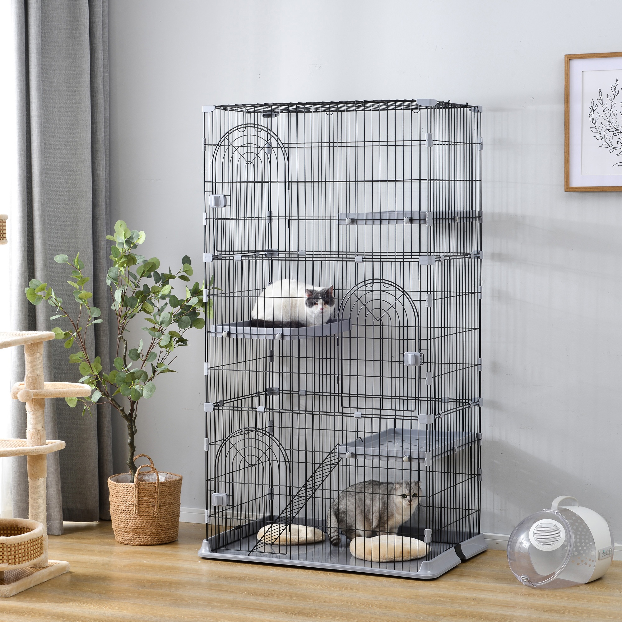 【国内即日発送】キャットケージ 3段 2段 自由組み合わせ 幅広 引き出しトレー 猫 ケージ 猫ケージ キャスター付き 大型 多頭飼い ハンモック付き 留守番 脱走防止 キャットハウス