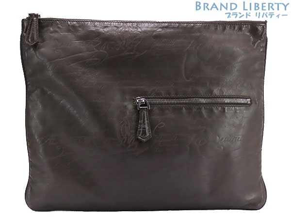 美品ベルルッティカリグラフィソフトスクリットレザードキュメントホルダークラッチバッグドキュメントケース