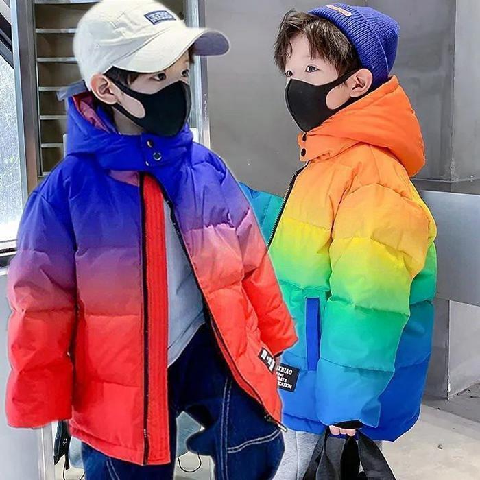 [本日の上新]中綿コート 子供服 ショット丈 配色 ダウンジャケット ダウンコート 男の子 キッズ フード付き 中綿 冬 アウター 通学 防寒 長袖 キッズコート損売り