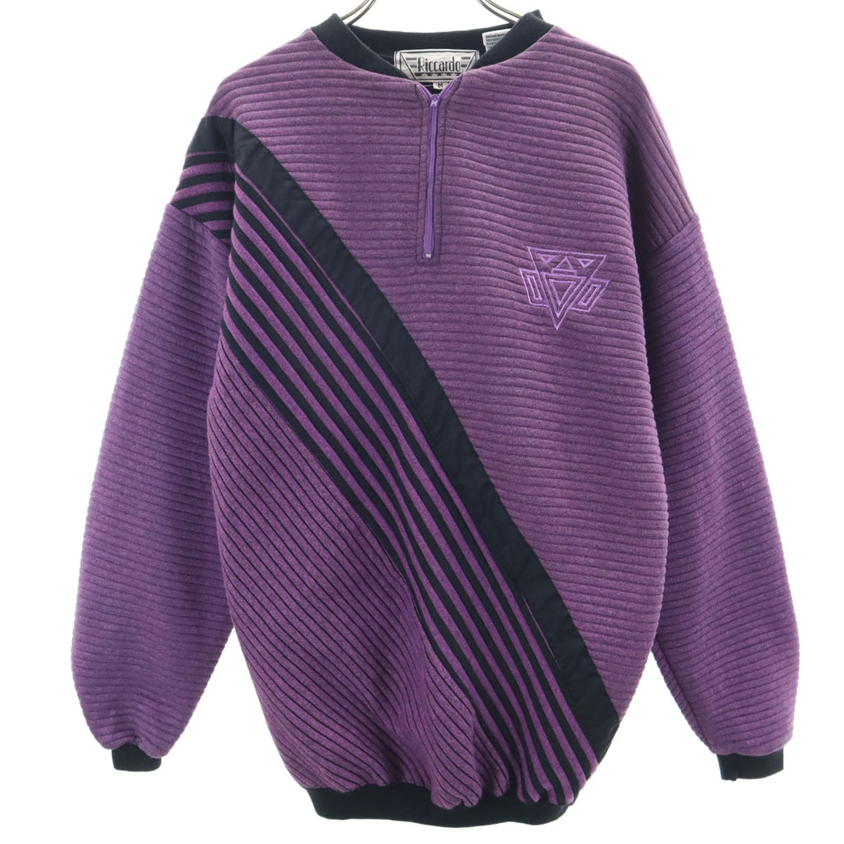 Riccardo 80s 90s オールド 長袖 ハーフジップ トレーナー M パープル メンズ 古着