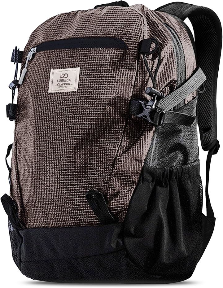 TeamOneDay 軽量・防水 リュックサック レディース 登山 旅行 キャンプ アウトドア 16インチPC対応スリーブ バックパック 母の日 ギフトに最適(ブラウン, ミディアム)