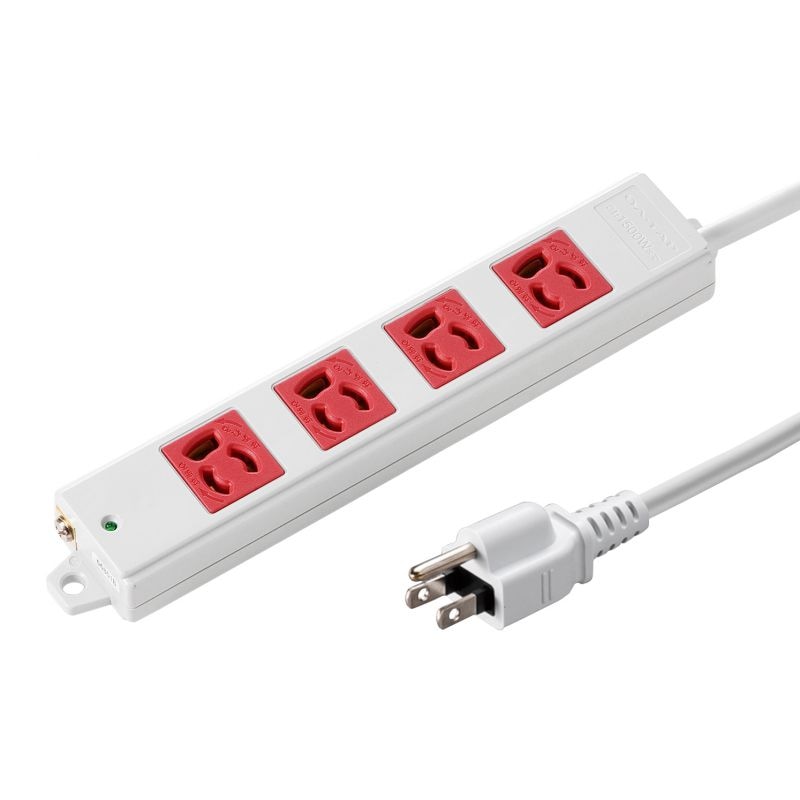 （まとめ買い）工事物件タップ赤 3P 4個口 3m TAP-K4-3R [x3]電源タップ