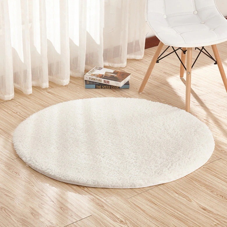 【20点セット】急速出荷ラグ 円形 80cm 洗える模造カシミア カーペット ラグマット 絨毯 じゅうたん 丸型 おしゃれ カーペット かわいい ラグ シャギーラグ ホワイト 白 黒 円型 洗濯 サー