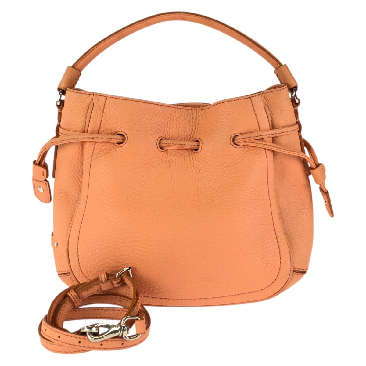 美品 ２way オレンジ シルバー金具 レザー ハンドバッグ ショルダーバッグ レディース 602274