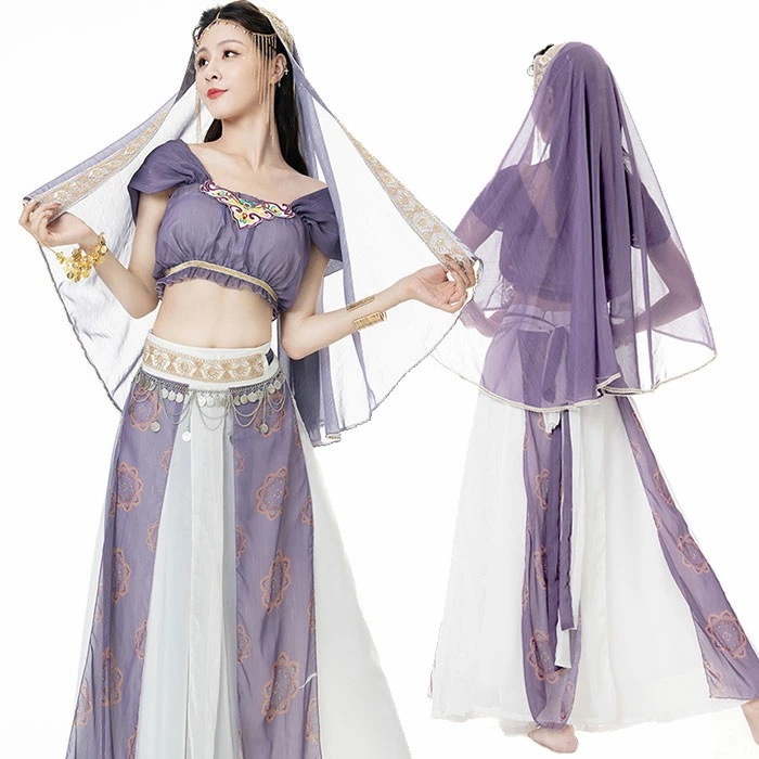 ハロウィン コスプレ衣装 ダンス衣装 ベリーダンス 衣装 セット アラビアン衣装 全身セット コスプレ アラジン コスチューム ステージ ハロウィン 仮装 余興 イベント 衣装 パープル