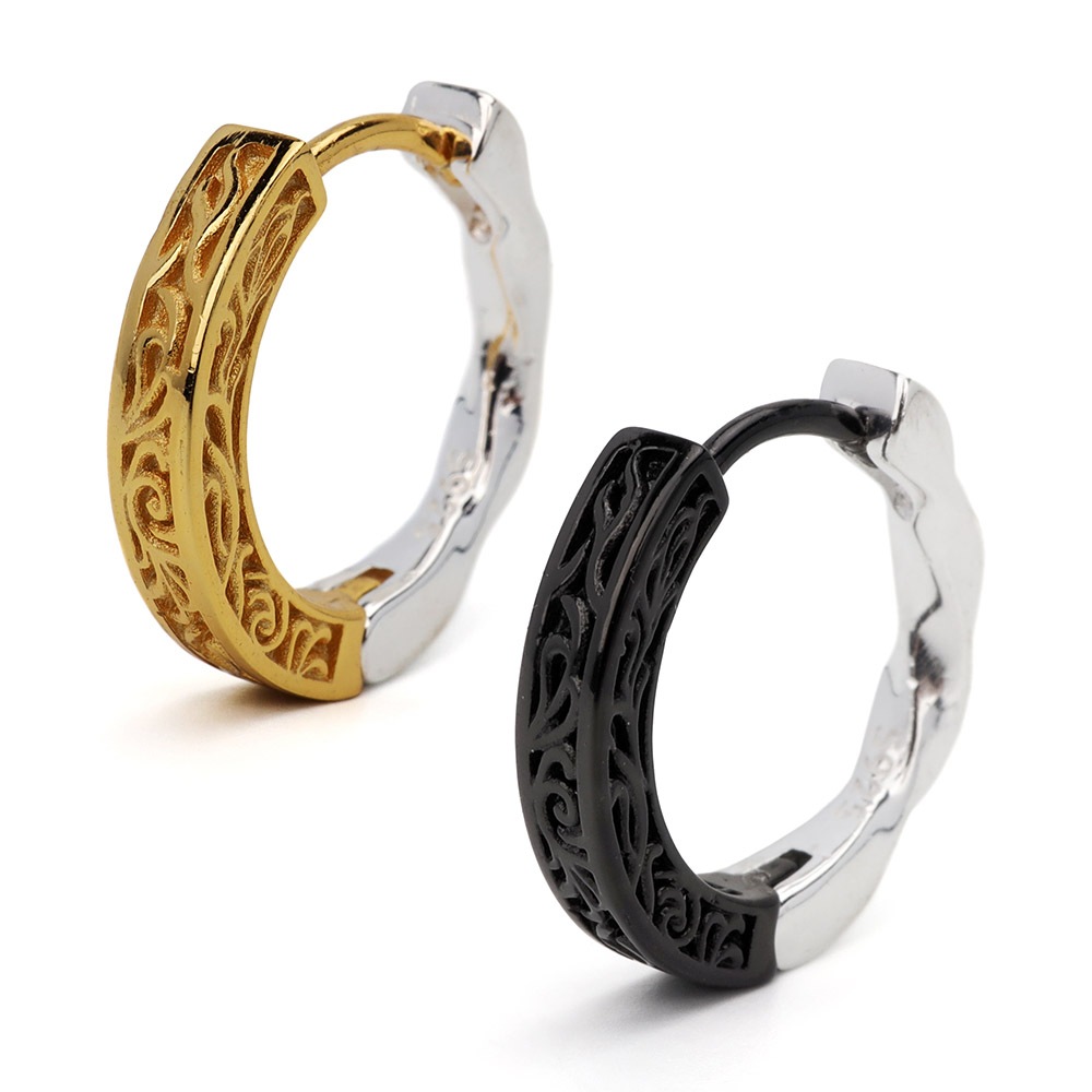 S925 唐草 アラベスク フープピアス [es391]